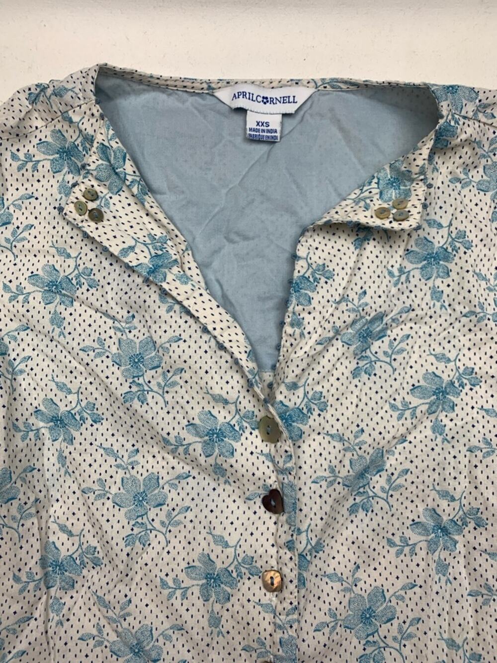 April Cornell xxs maxi dress y2k Blue Floral trad boho cottage sundress